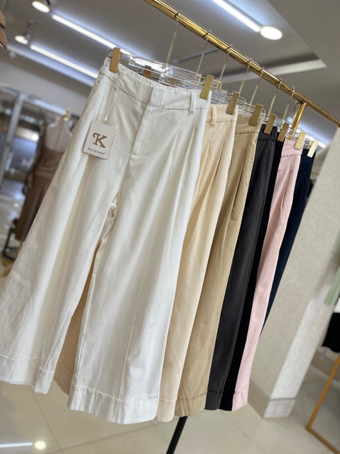Wide Leg Solid Color Trousers